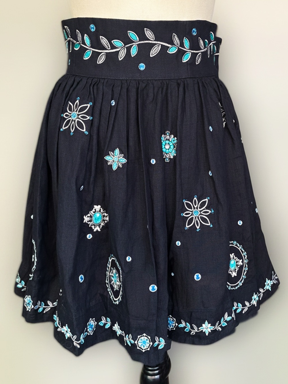 Agua by Agua Bendita Nori Relicario Embroidered Linen Mini Skirt NWT Sz S - Picture 11 of 15